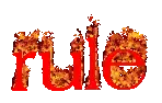 The word "rule" on fire.